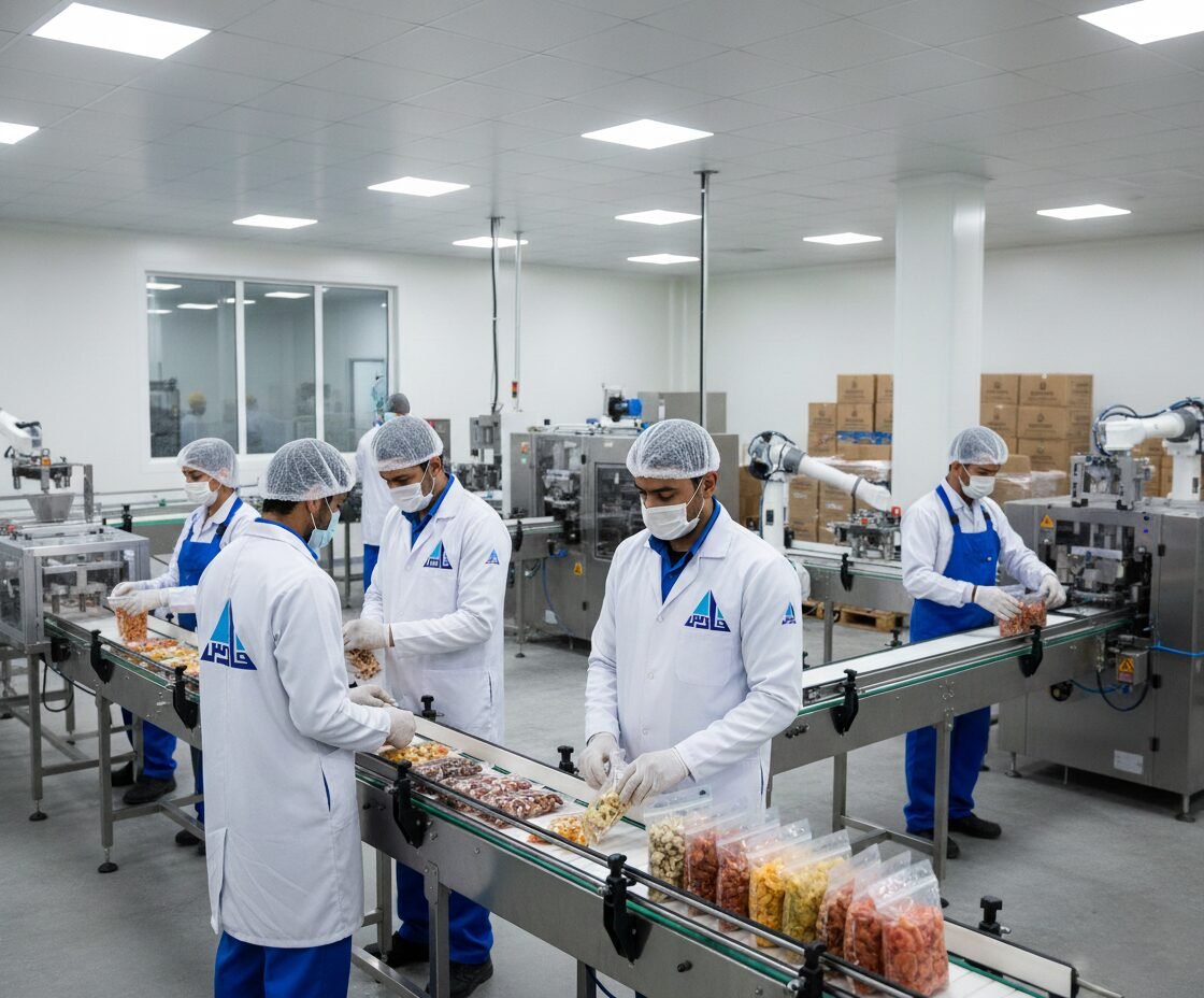 Operational labour working a factory production line